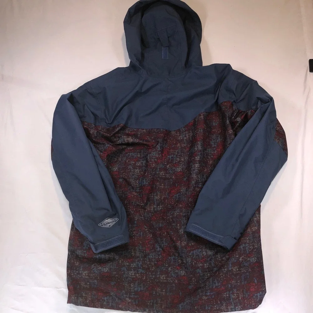 Columbia Interchange Omni-Tech Hooded Jacket Mens XL Red Blue Digital Camo Shell
